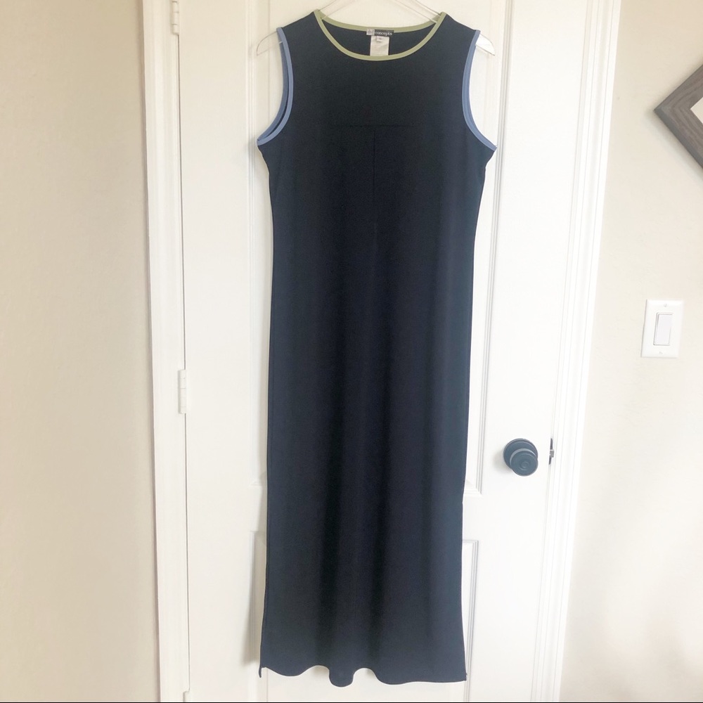 DVF CONCEPTS VTG Navy Blue Maxi Dress Size S